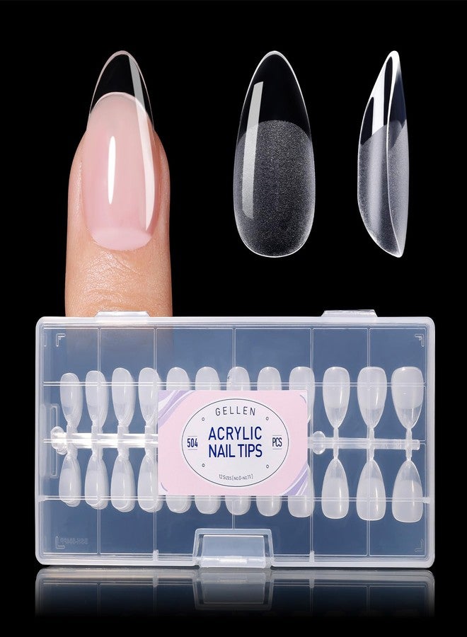 Gellen 504PCS Short Almond Gel Nail Tips – Half Matte Full Cover Acrylic, Extra Short Soft Gel Press On Nails, Soft Pre-Shaped False Nails for DIY & Salon - Image 1